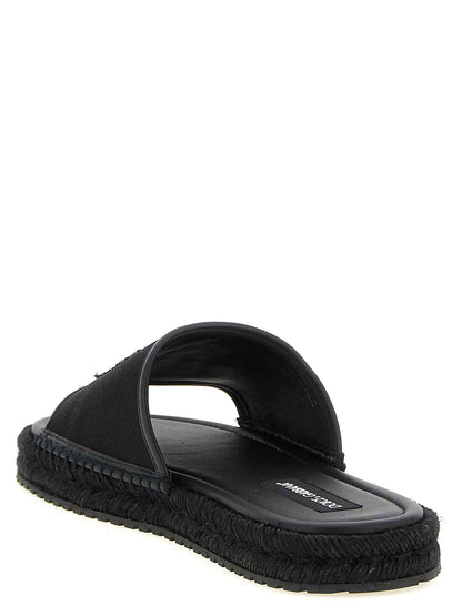 Black Cotton Slides