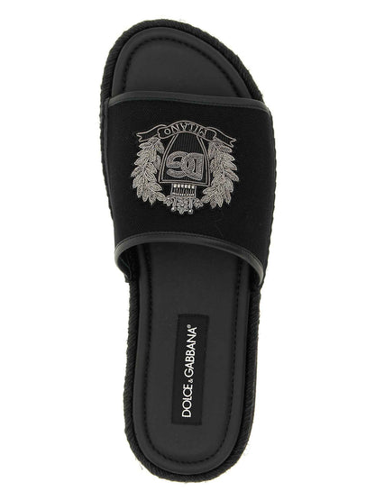 Black Cotton Slides