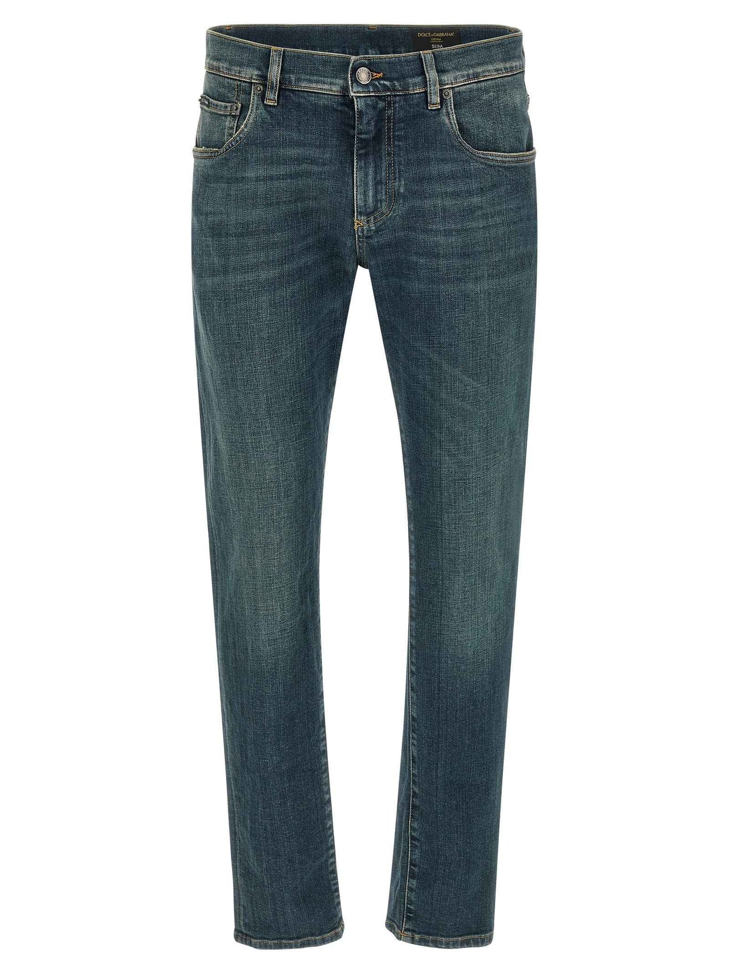 Blue Cotton Slim Fit Jeans