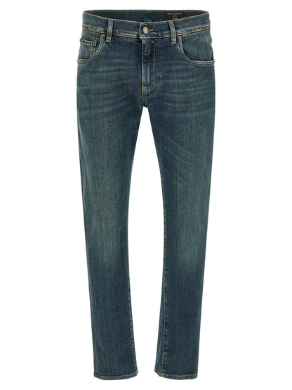Blue Cotton Slim Fit Jeans