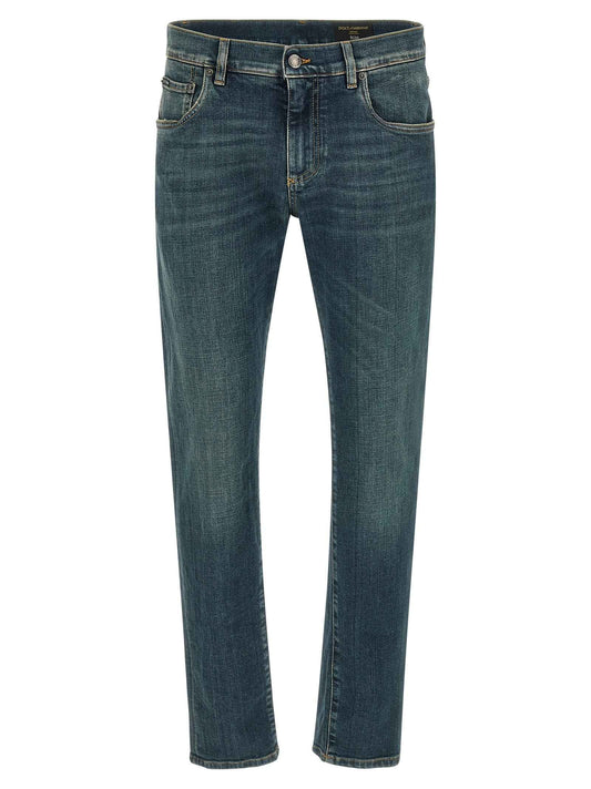 Blue Cotton Slim Fit Jeans