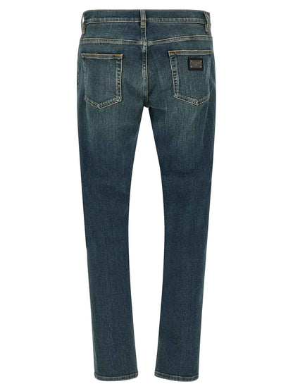 Blue Cotton Slim Fit Jeans