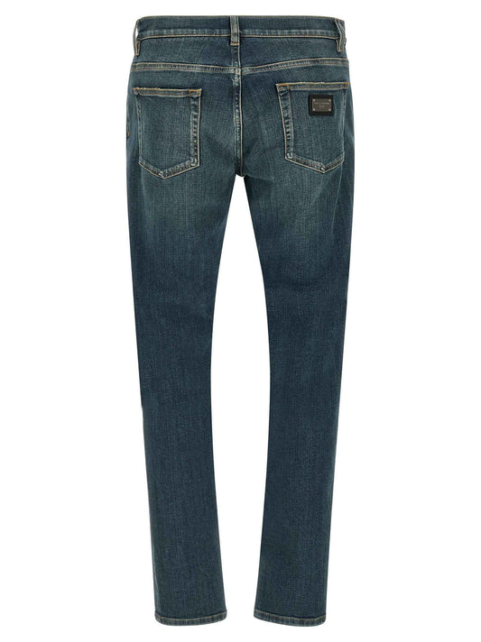 Blue Cotton Slim Fit Jeans