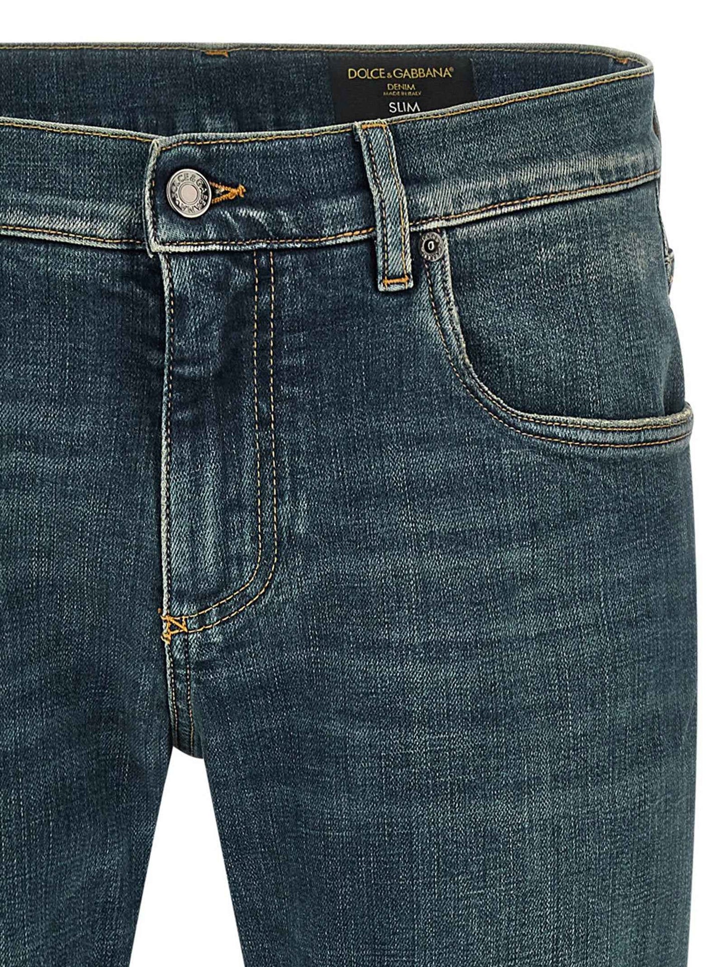 Blue Cotton Slim Fit Jeans