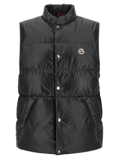 Black Polyester Sleeveless Jacket