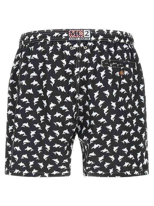 Bicolor Polyester Swim Shorts