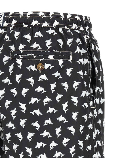 Bicolor Polyester Swim Shorts