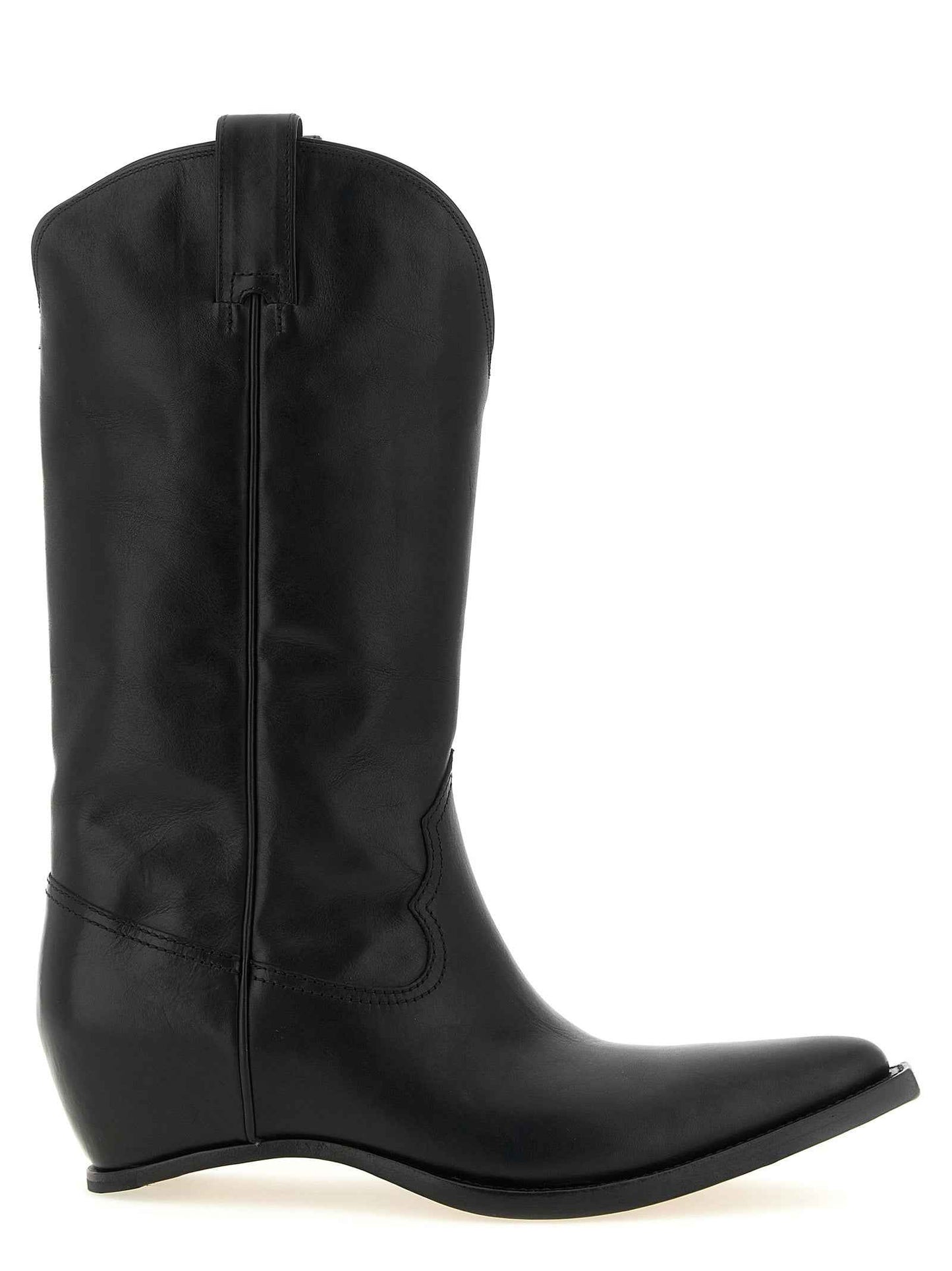 Black Bovine Leather Over The Knee