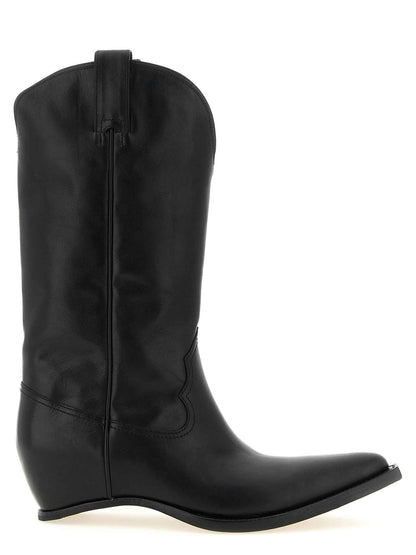 Black Bovine Leather Over The Knee