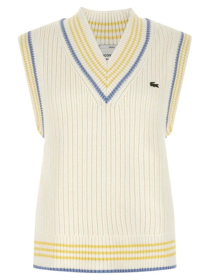 White Cotton Sleeveles Sweater