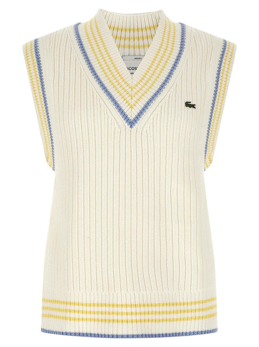 White Cotton Sleeveles Sweater