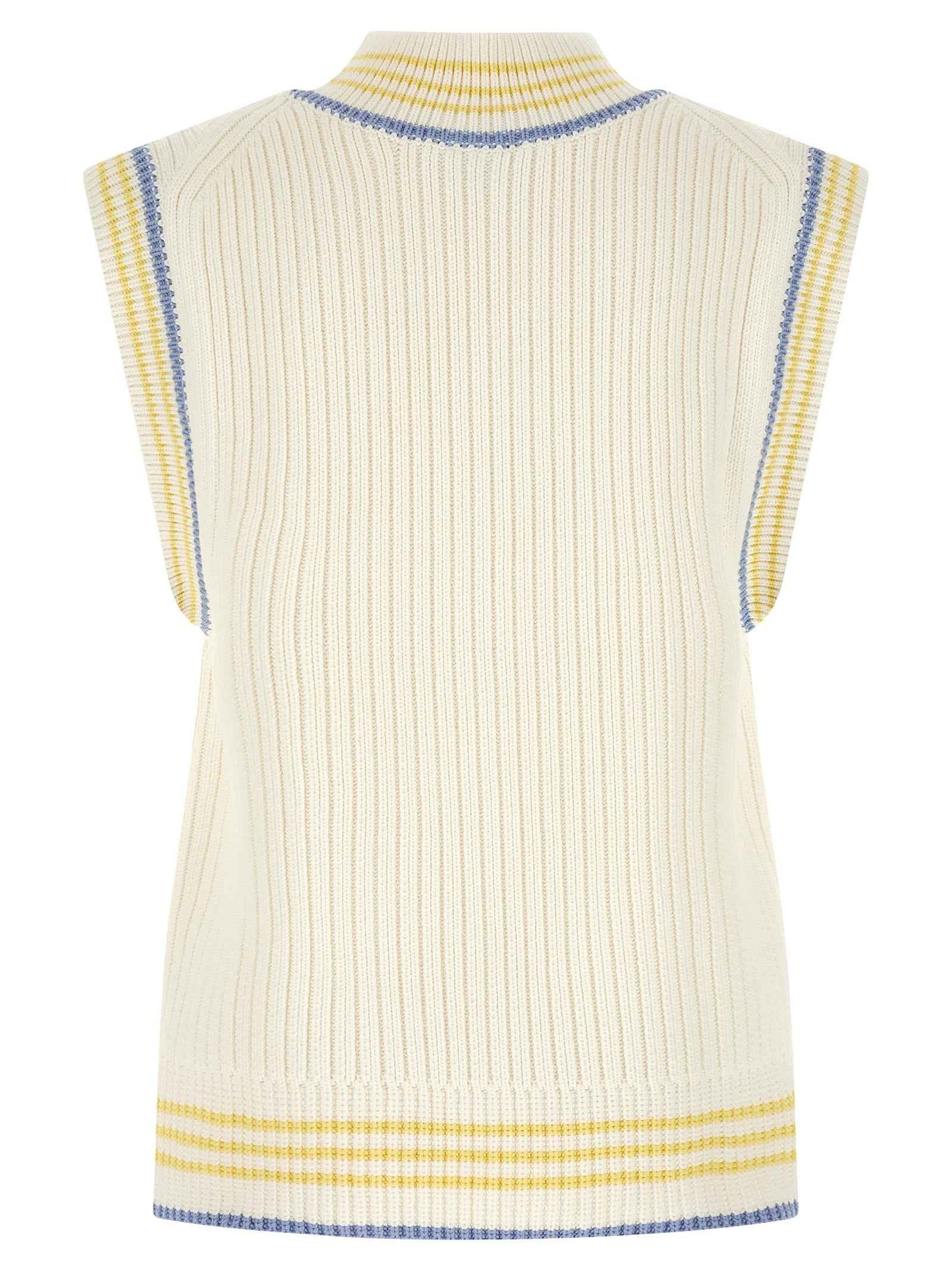 White Cotton Sleeveles Sweater