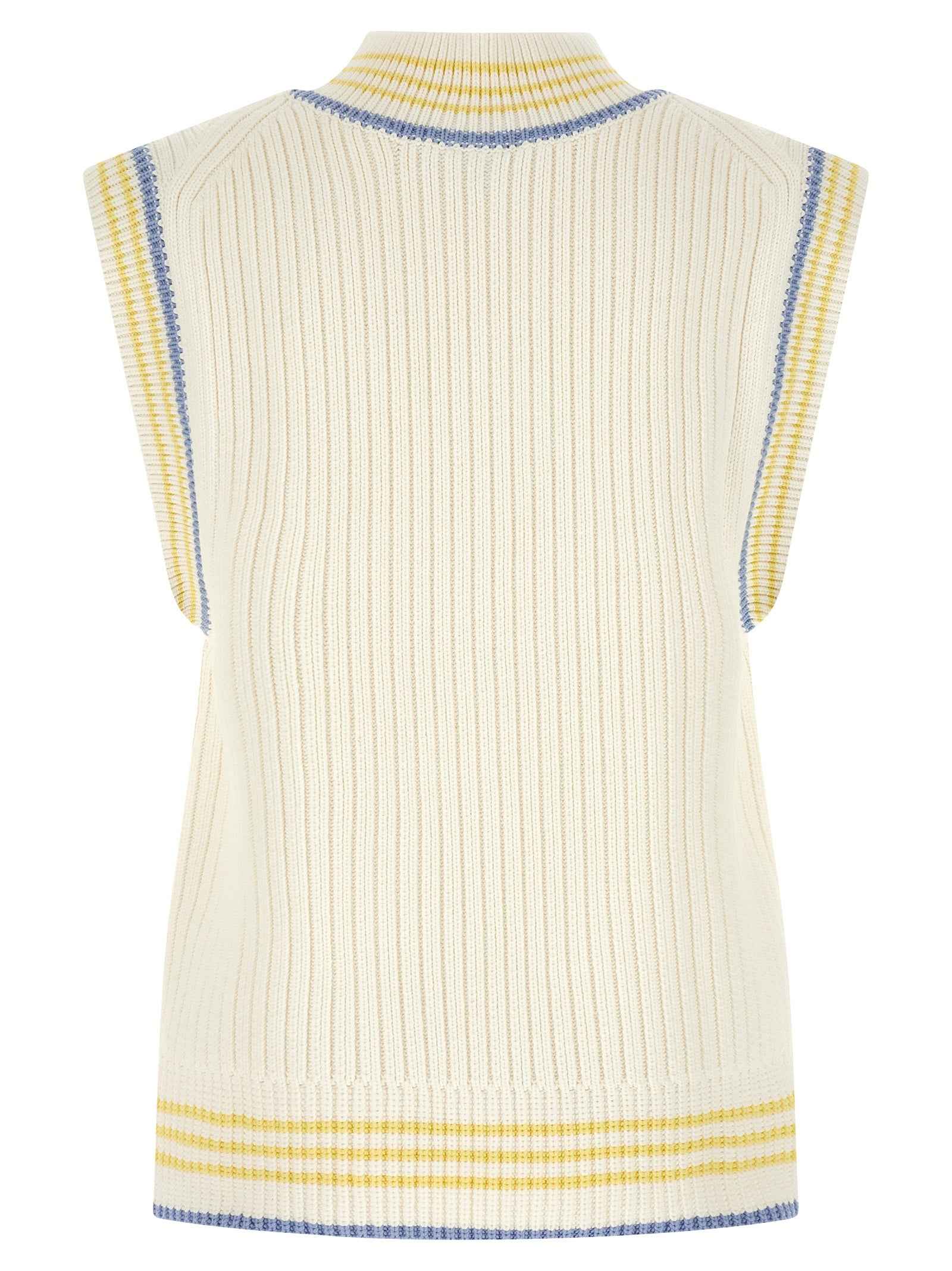 White Cotton Sleeveles Sweater