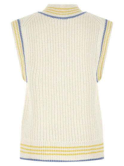 White Cotton Sleeveles Sweater