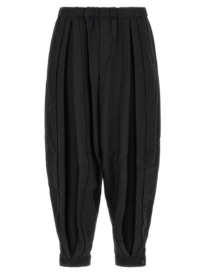 Black Polyester Casual Pants