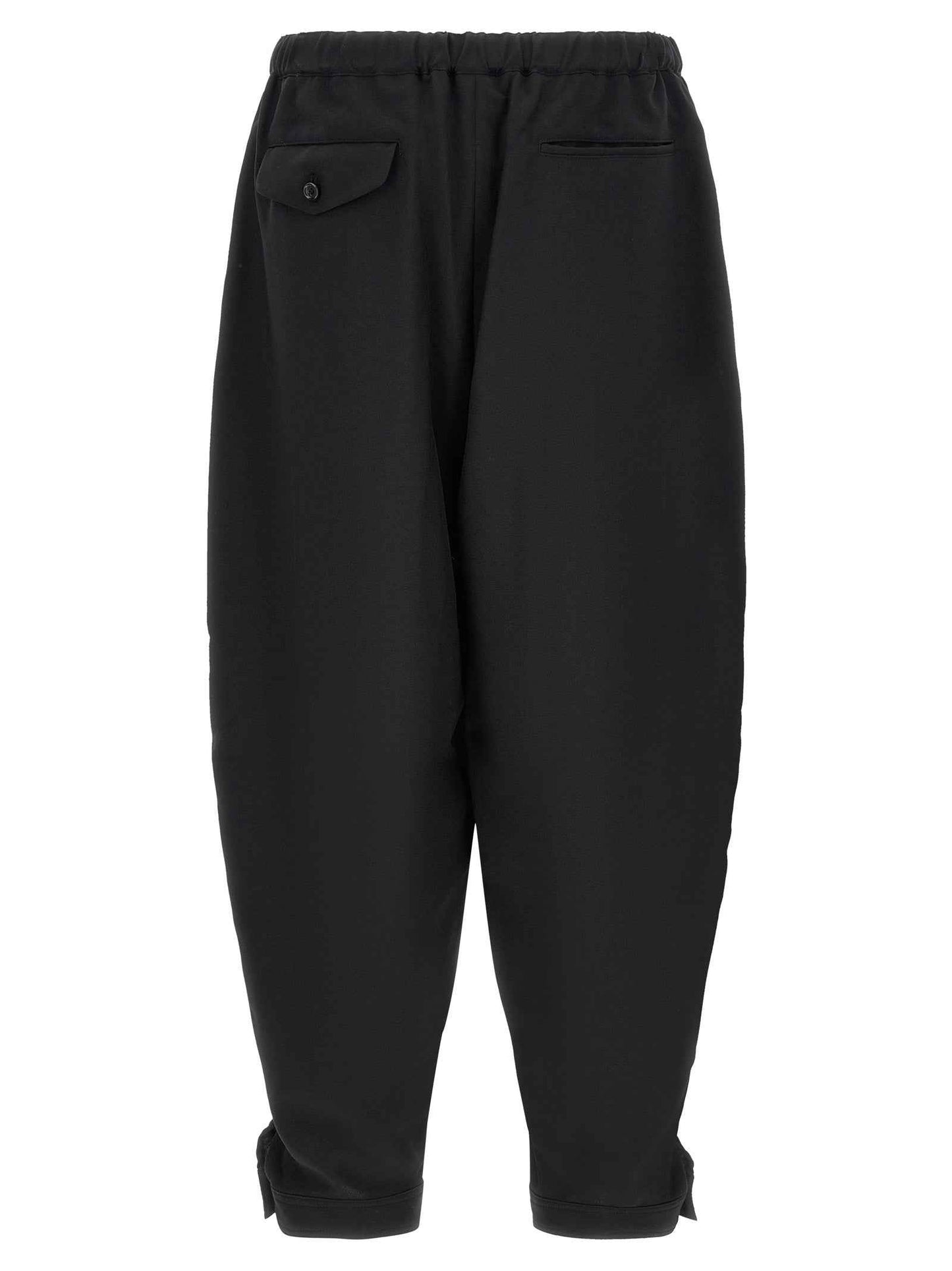 Black Polyester Casual Pants