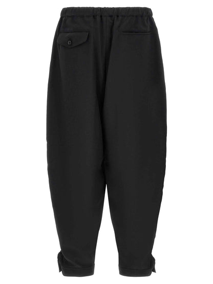 Black Polyester Casual Pants
