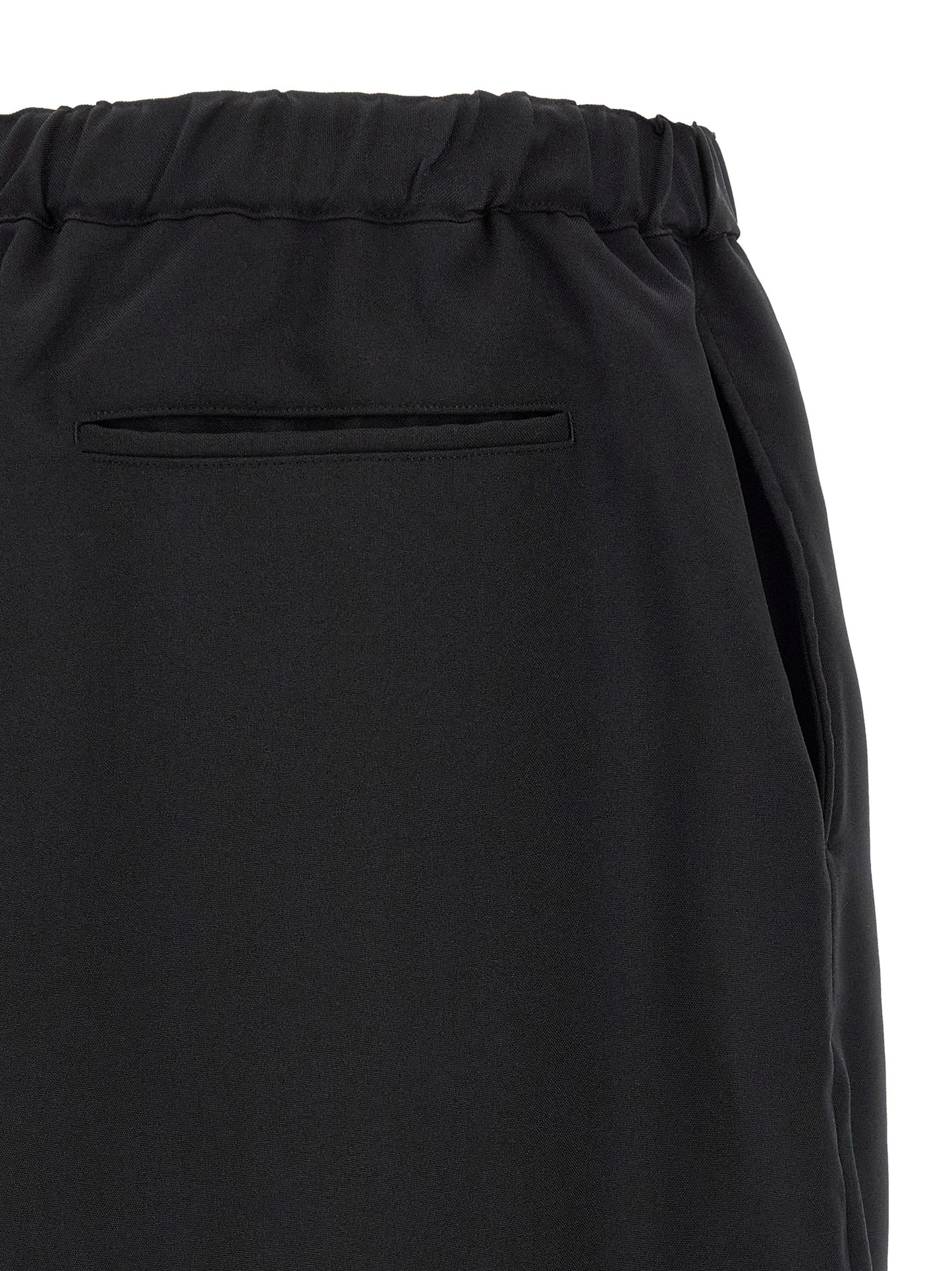 Black Polyester Casual Pants