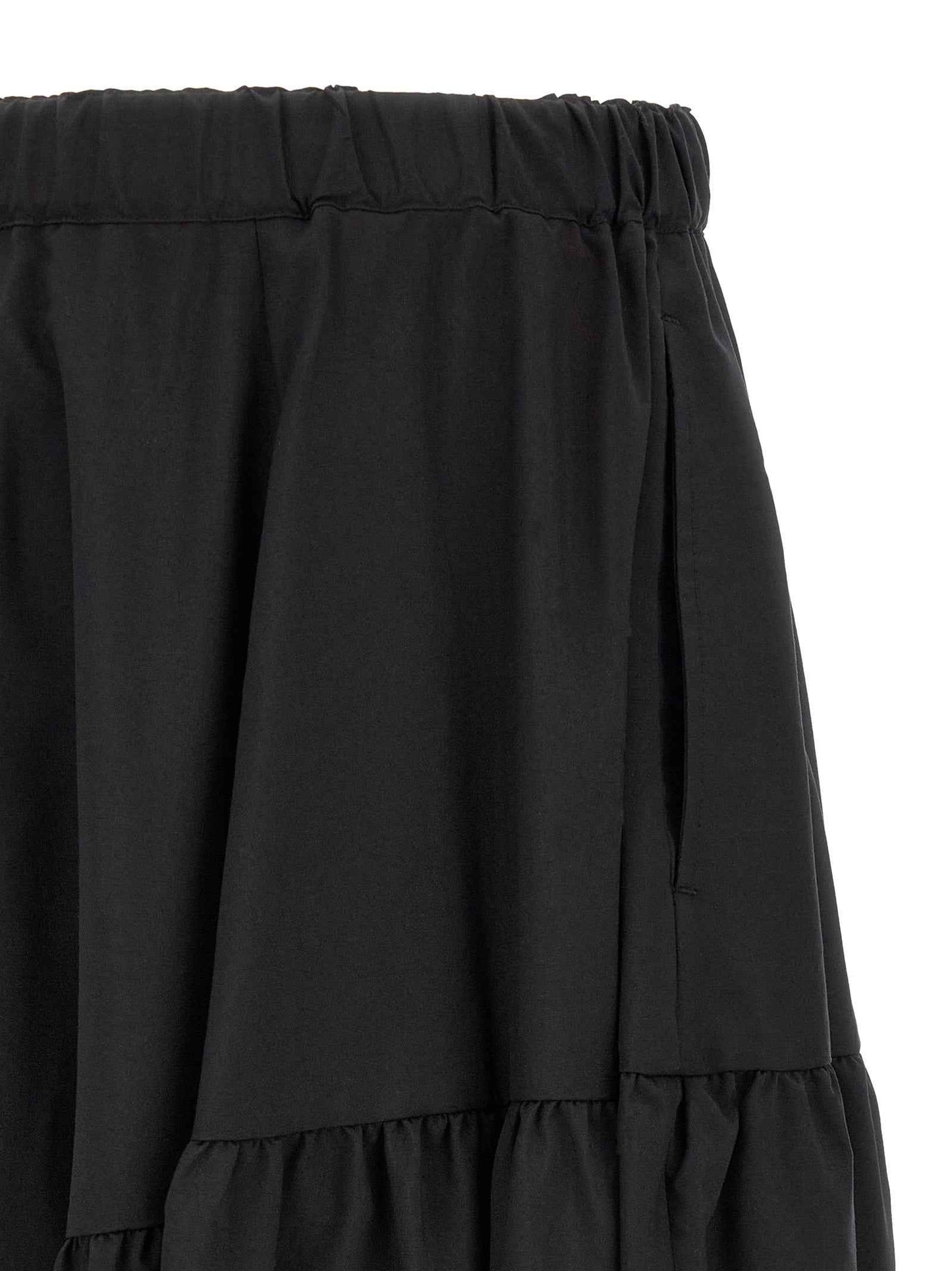 Black Polyester Casual Pants