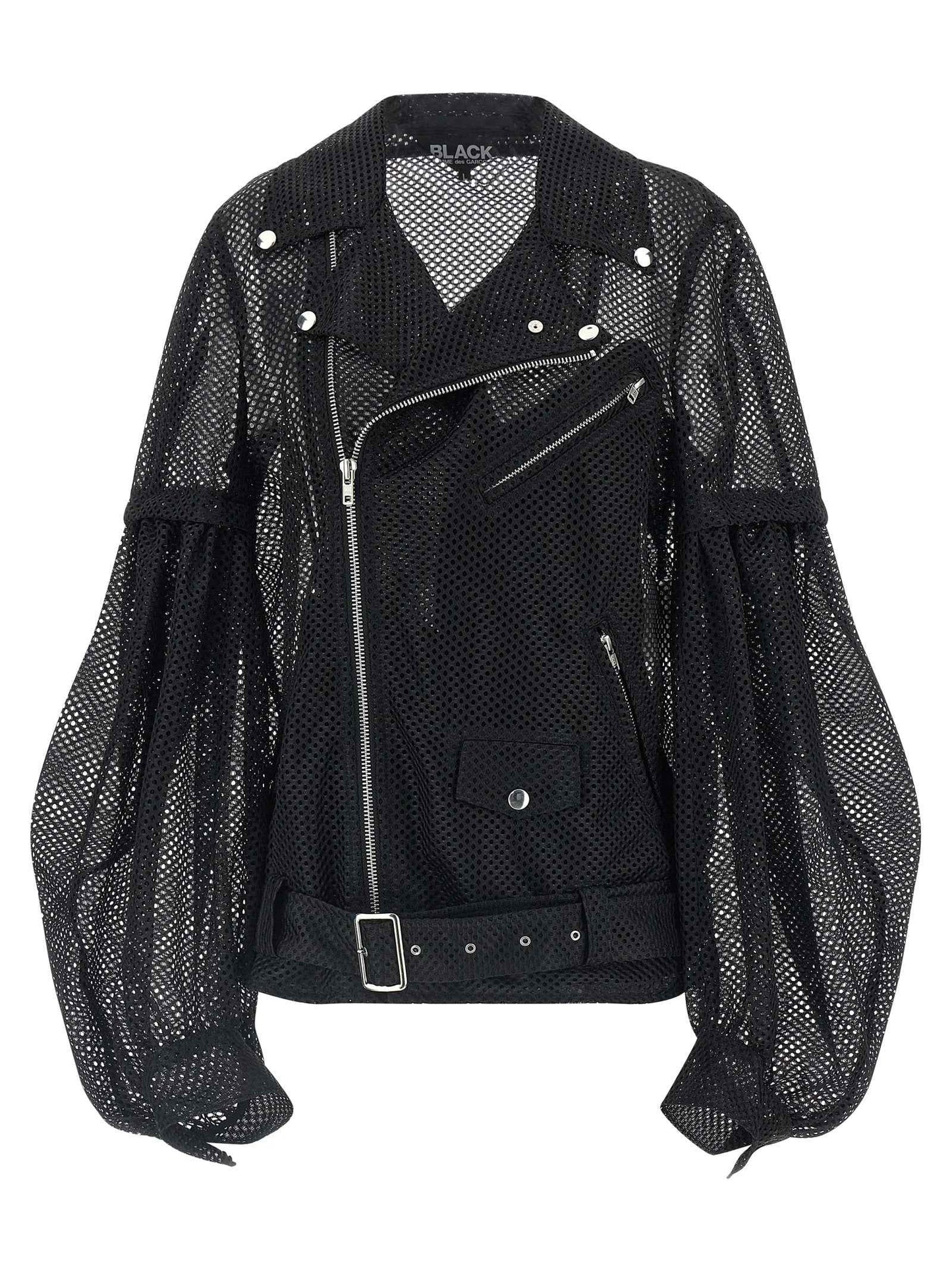 Black Polyester Biker Jacket