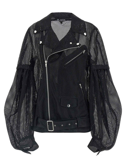 Black Polyester Biker Jacket
