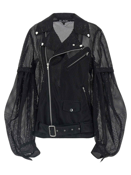 Black Polyester Biker Jacket