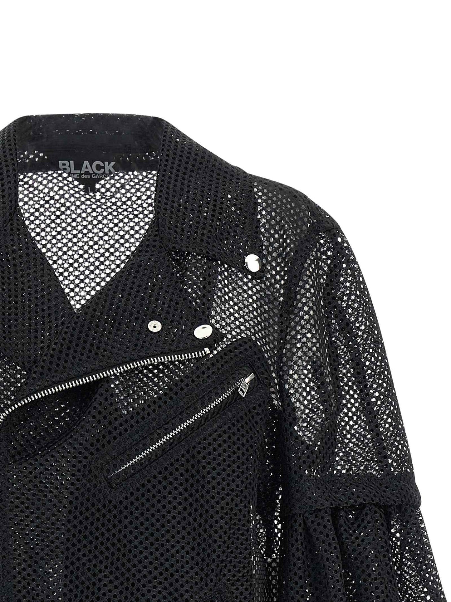 Black Polyester Biker Jacket