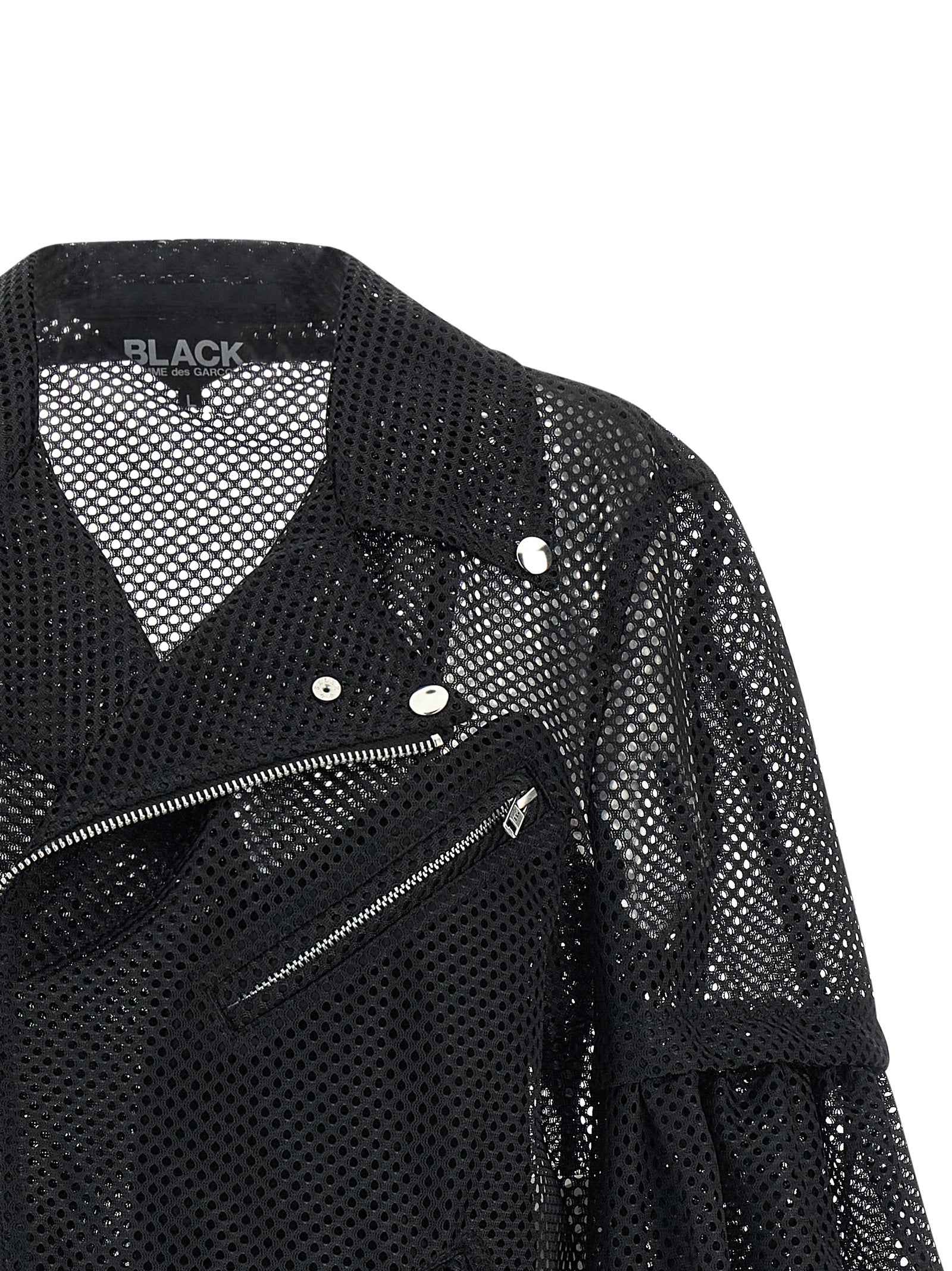 Black Polyester Biker Jacket