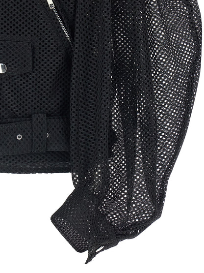 Black Polyester Biker Jacket