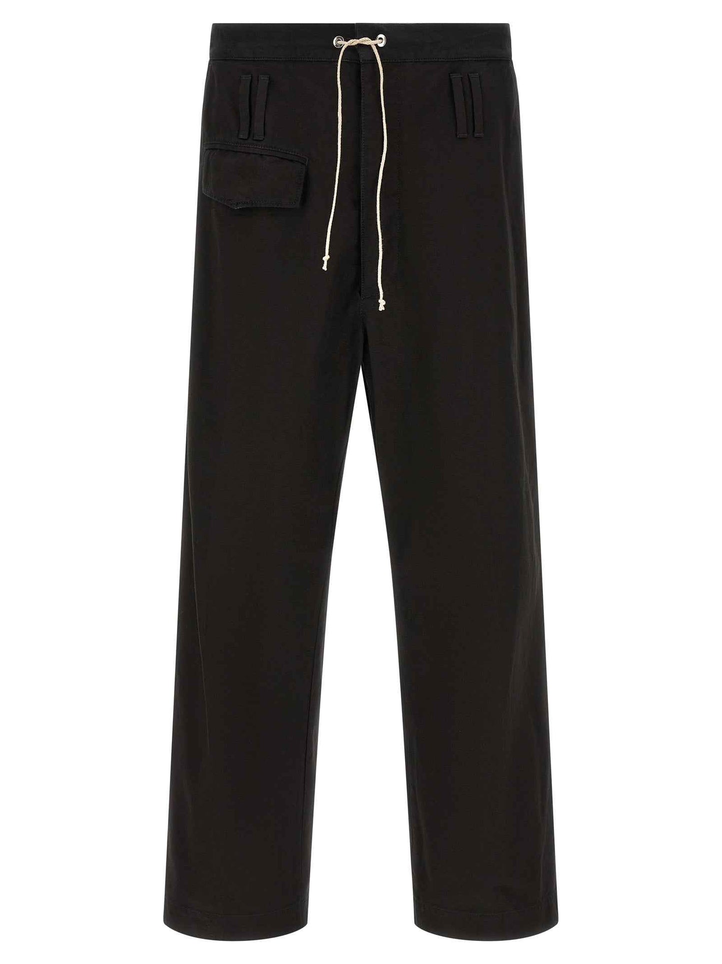 Black Cotton Casual Pants