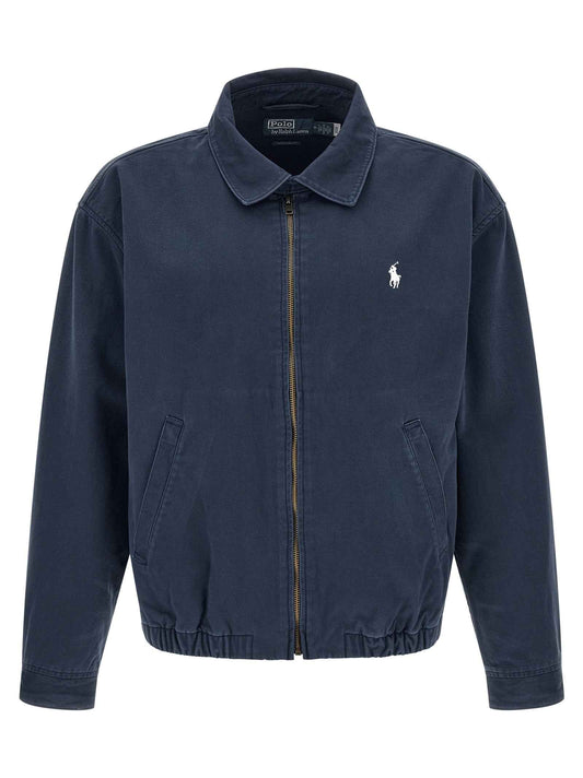 Blue Cotton Full-Length Jacket