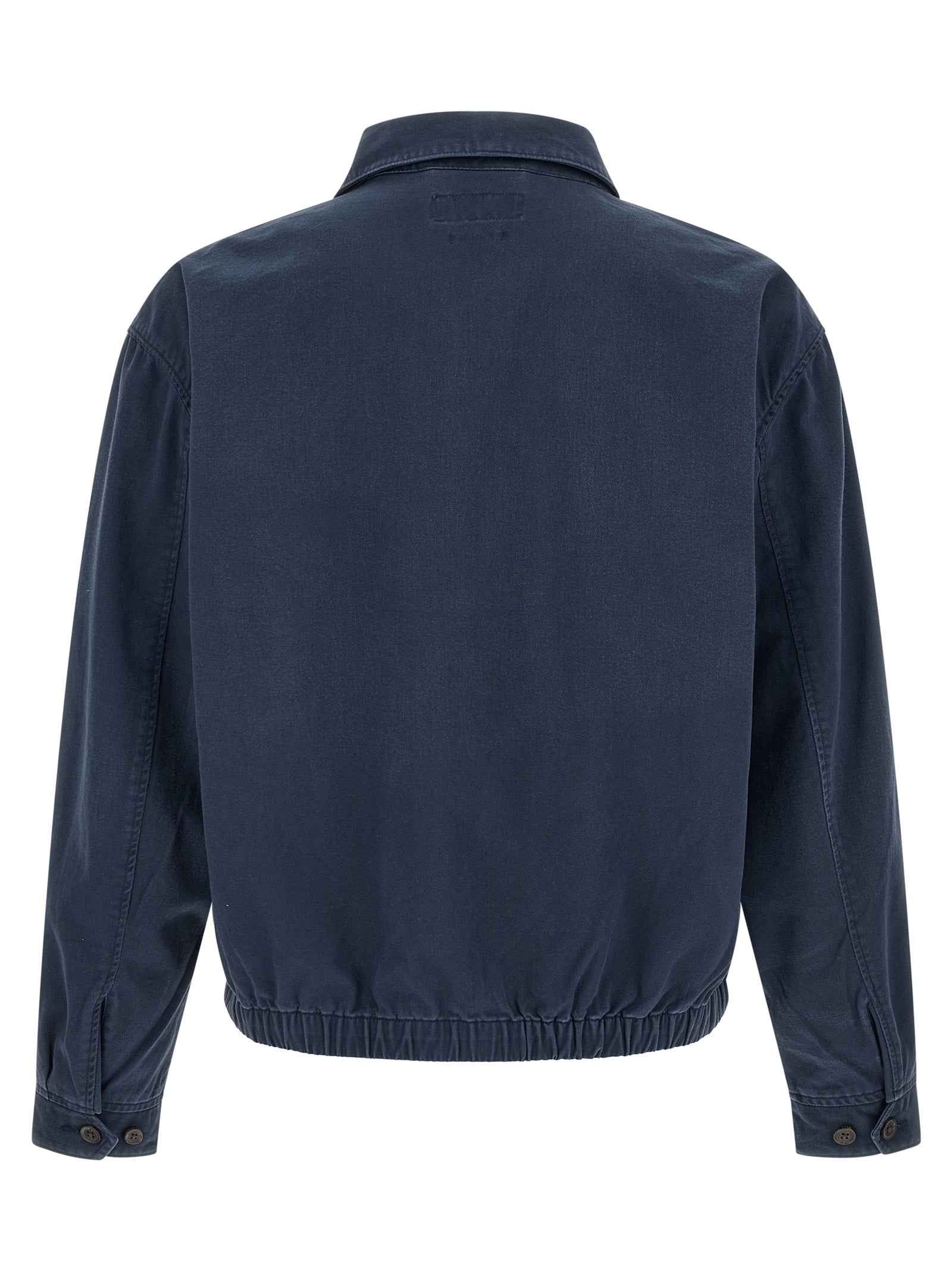 Blue Cotton Full-Length Jacket