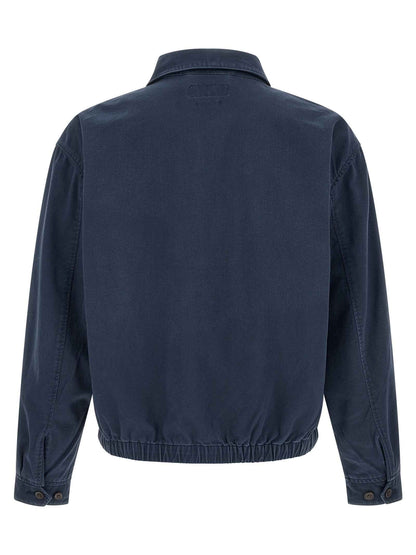 Blue Cotton Full-Length Jacket