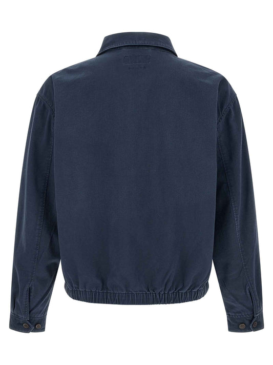 Blue Cotton Full-Length Jacket