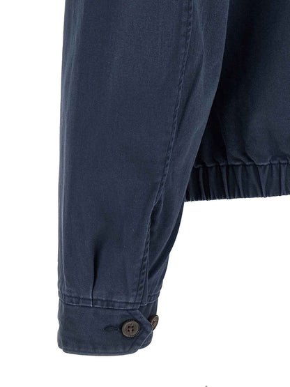 Blue Cotton Full-Length Jacket