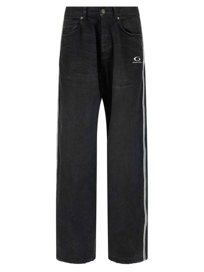 Black Cotton Flared Jeans