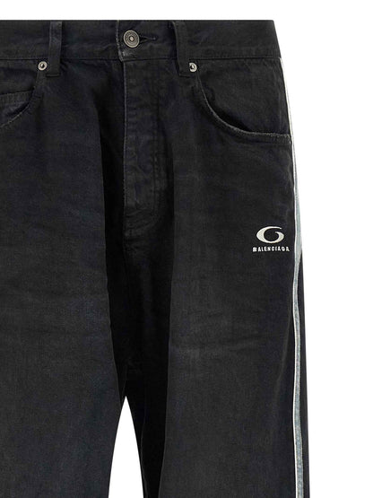 Black Cotton Flared Jeans