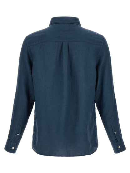 Blue Linen Polo Shirt