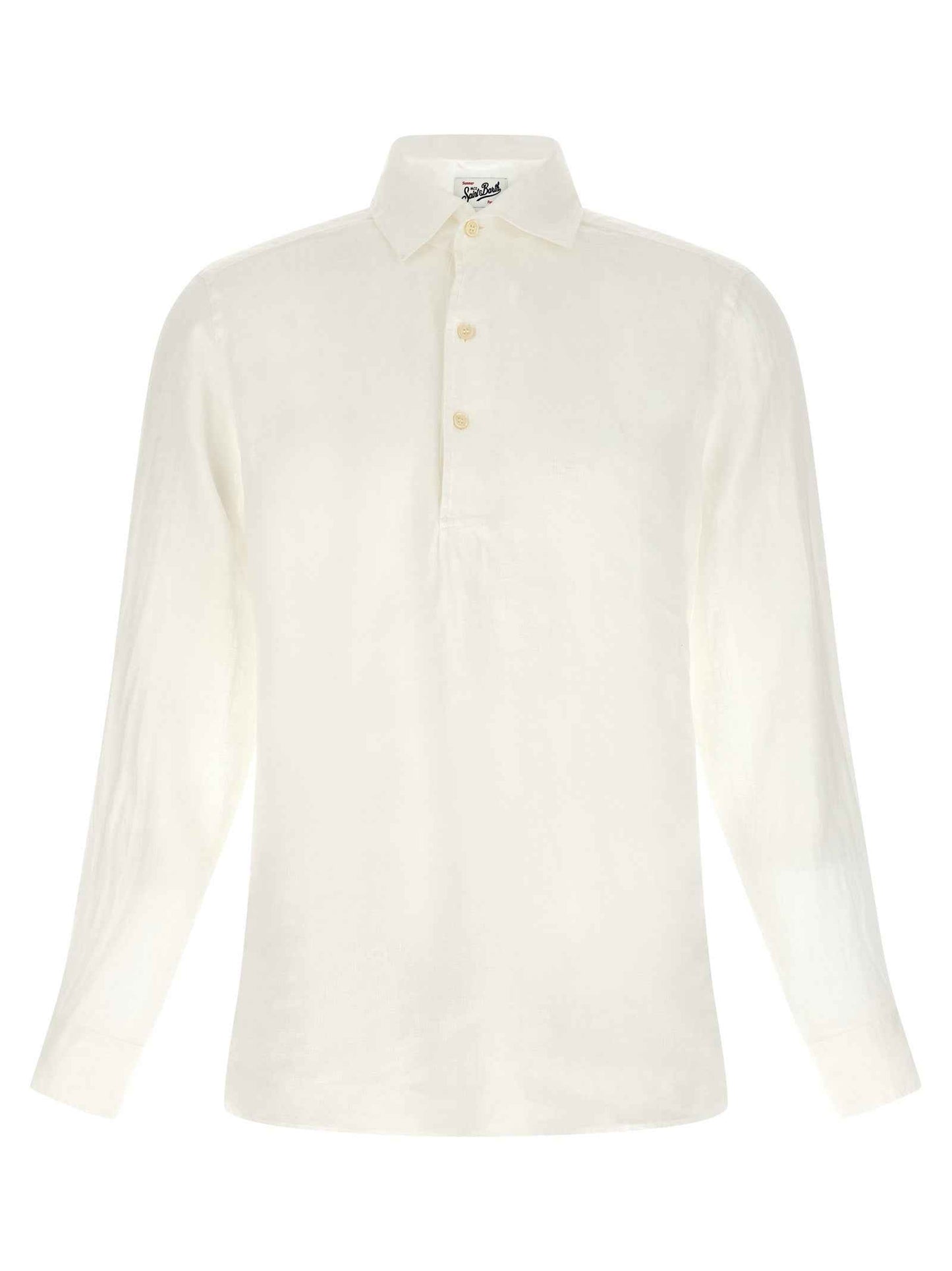 White Linen Polo Shirt