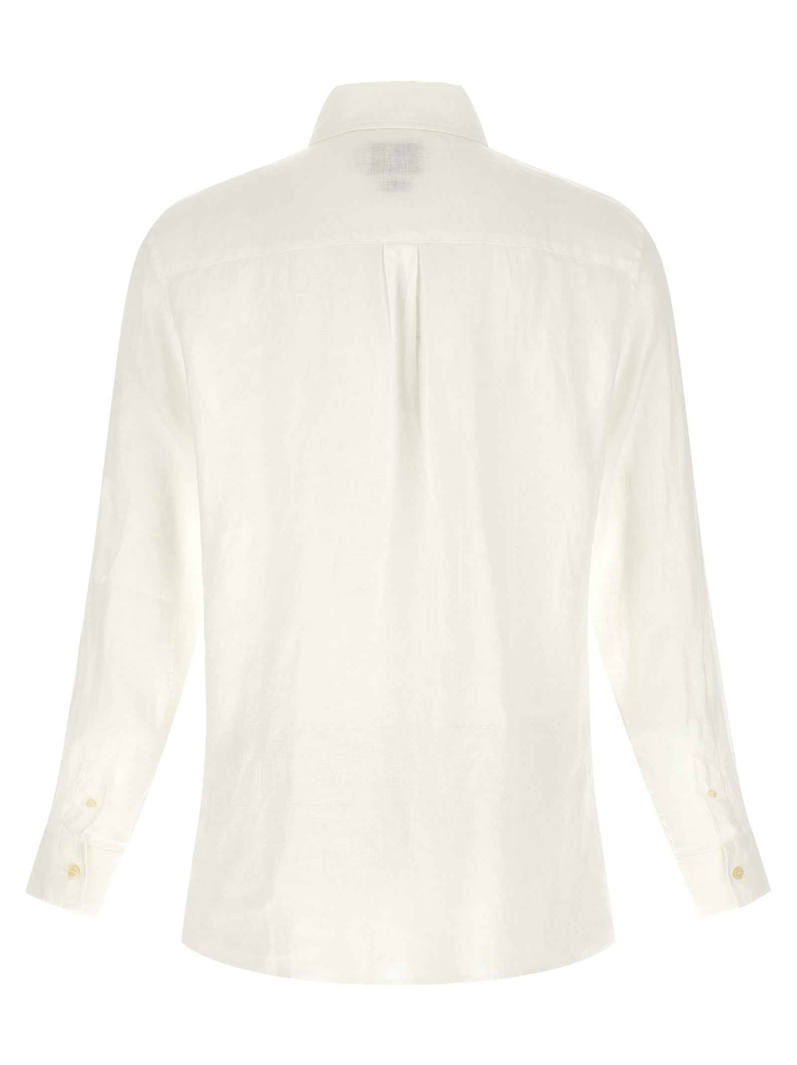 White Linen Polo Shirt