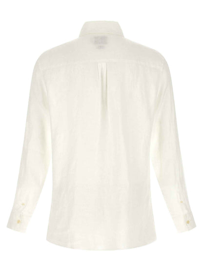 White Linen Polo Shirt