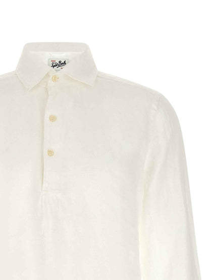 White Linen Polo Shirt