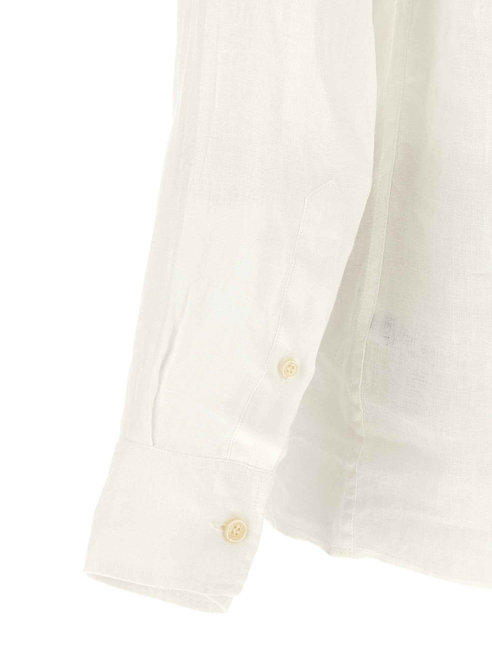 White Linen Polo Shirt