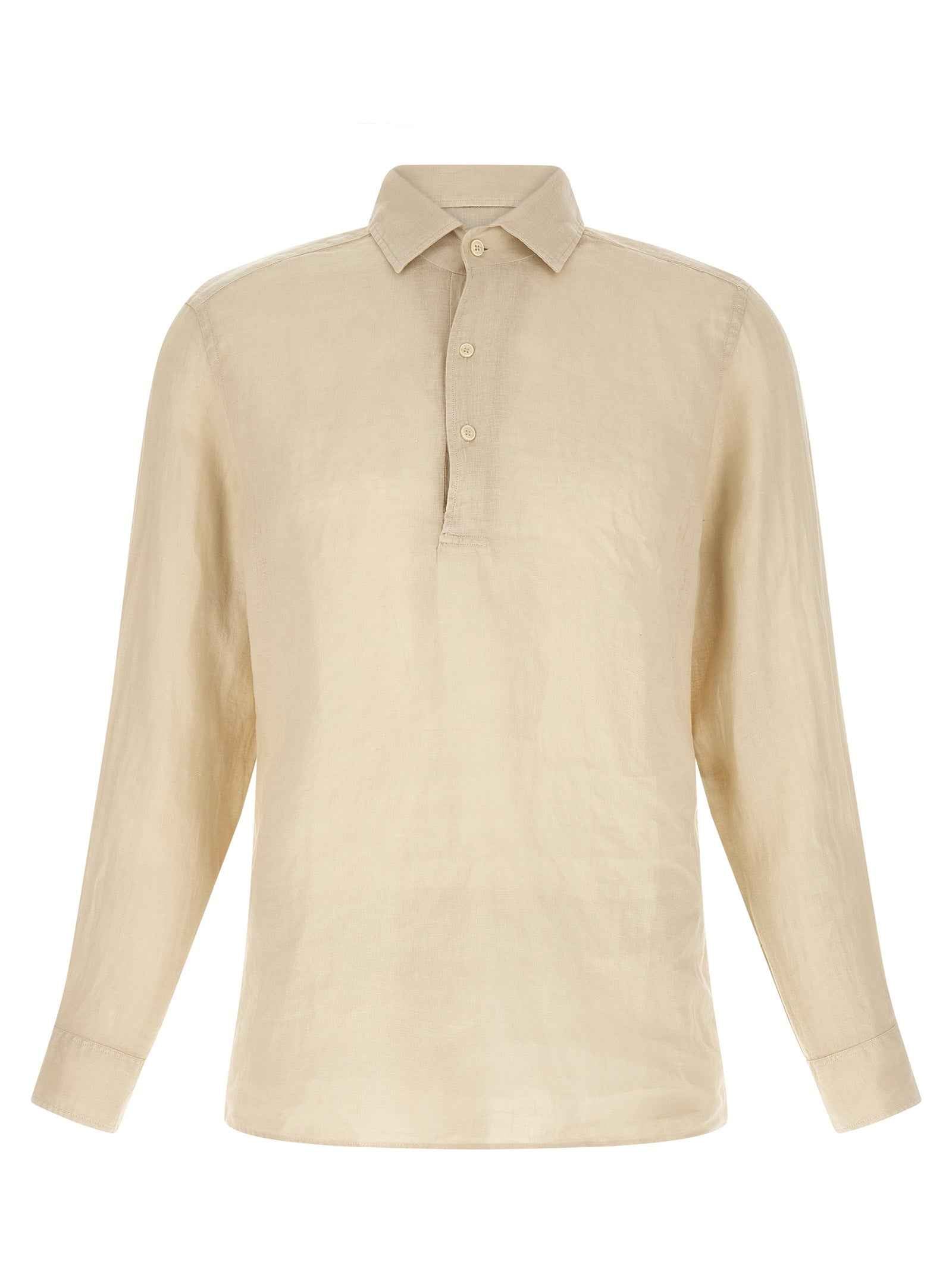 Beige Linen Polo Shirt