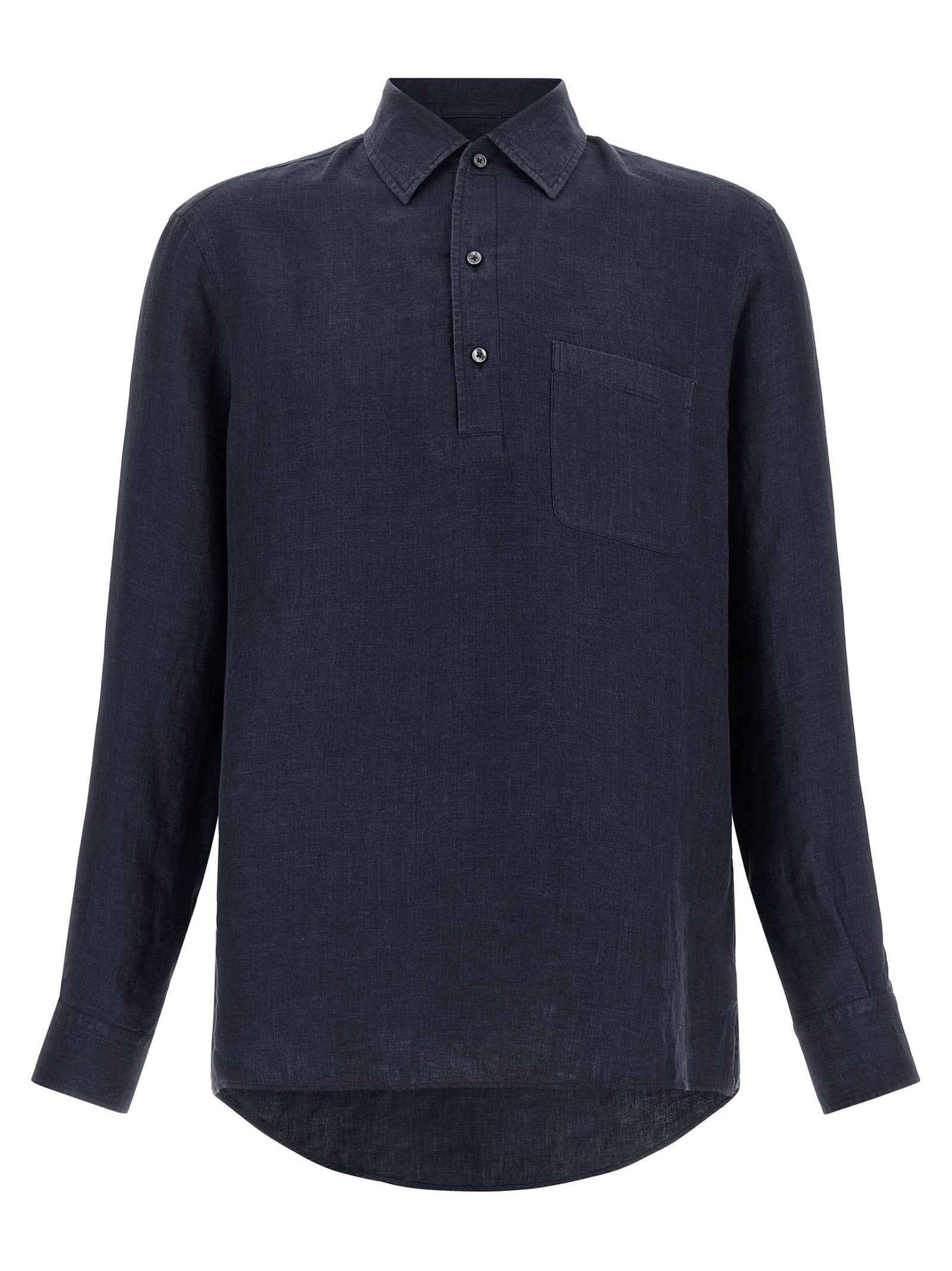Blue Linen Polo Shirt