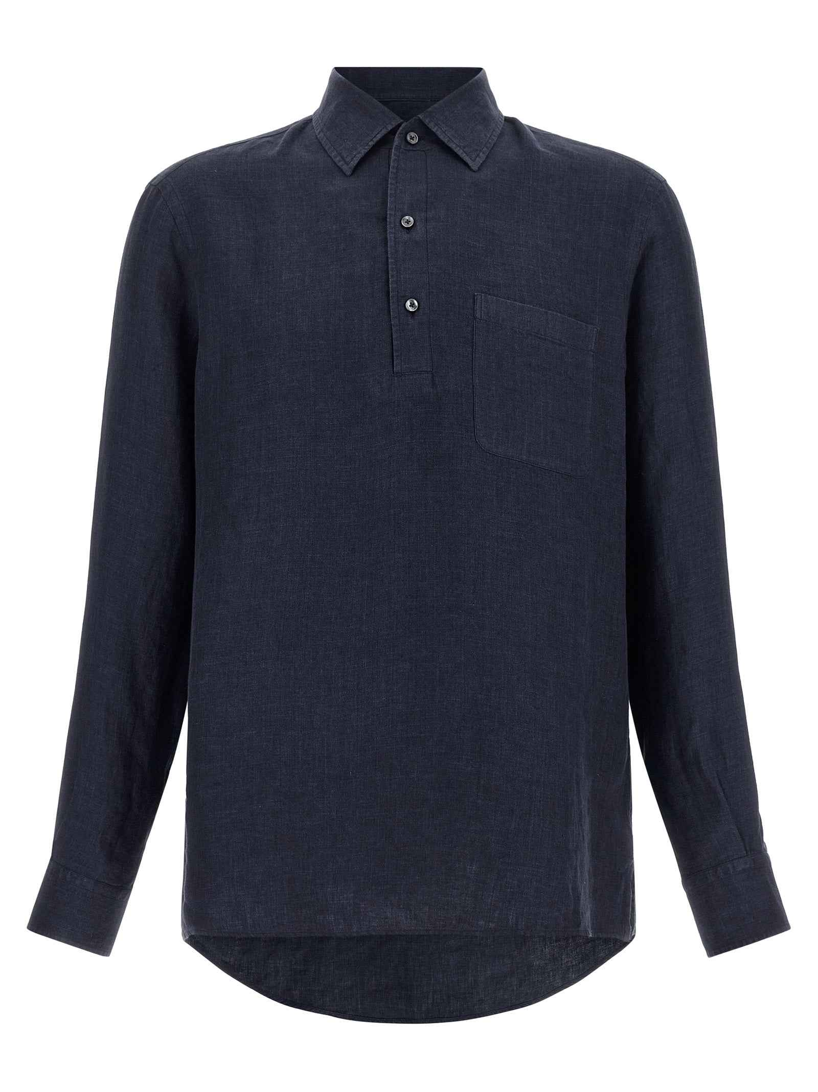 Blue Linen Polo Shirt