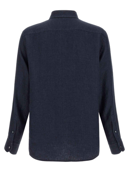 Blue Linen Polo Shirt