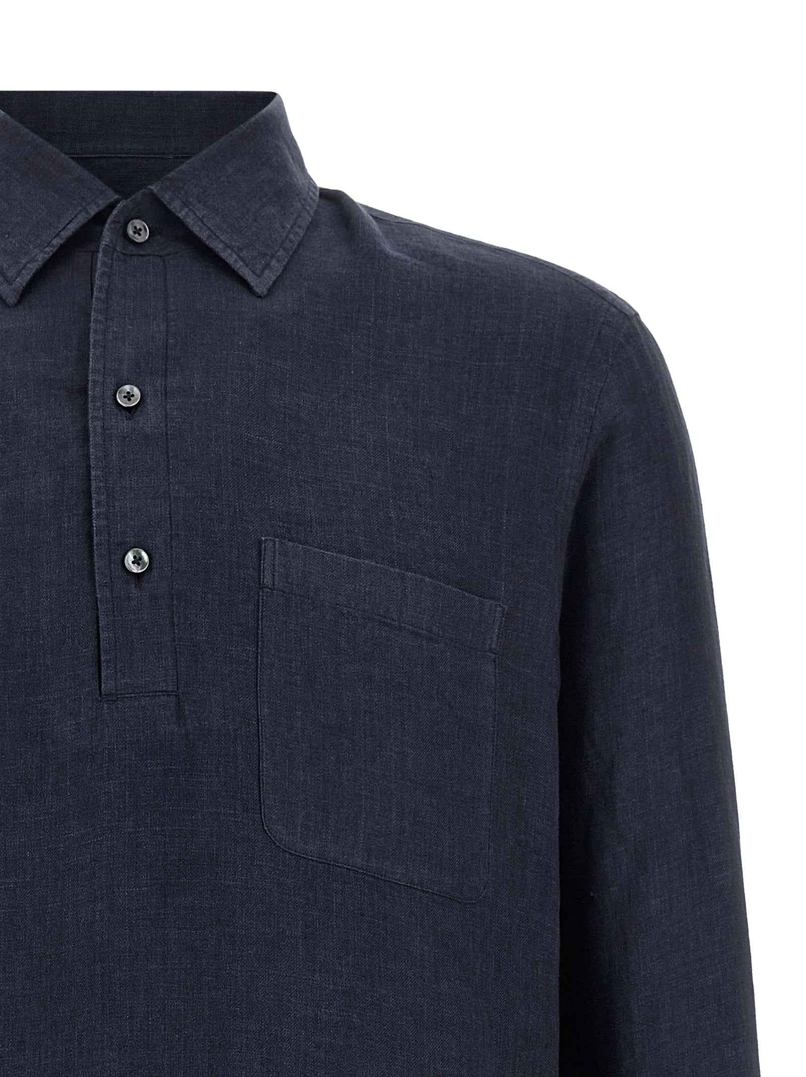 Blue Linen Polo Shirt