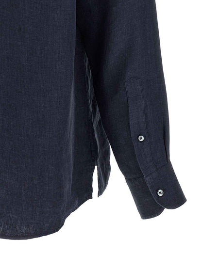 Blue Linen Polo Shirt