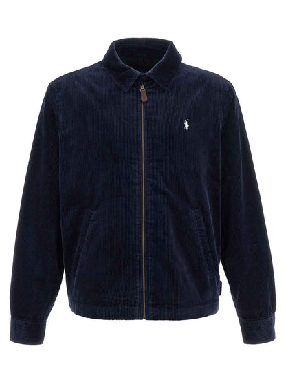 Blue Cotton Full-Length Jacket